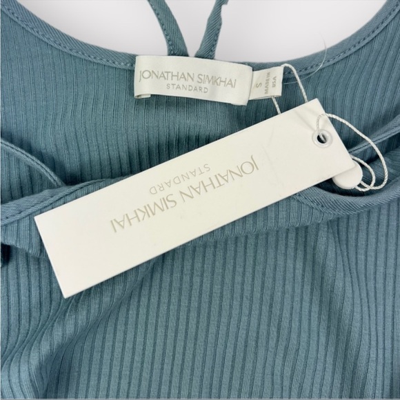 NWOT Jonathan Simkhai Maisha Shaping Rib Long Sleeve Cutout Midi Dress in Baltic - Picture 8 of 11